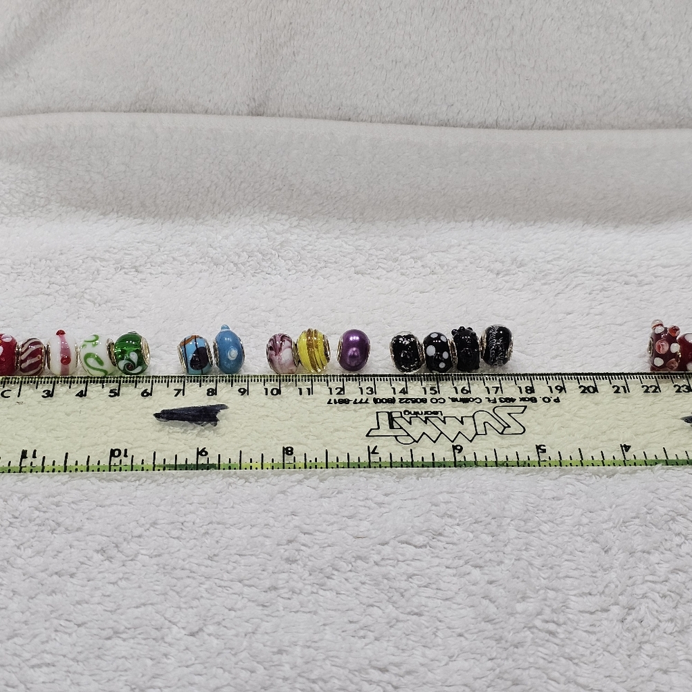 Glass Beads Bundle 925 Silver Center (15 Out Of 18) - Picture 14 of 14